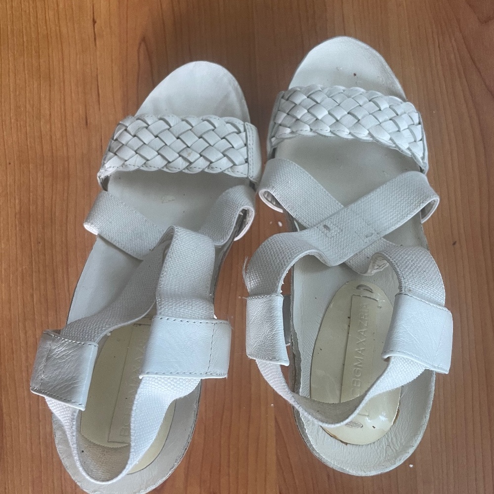 BCBG white sandal
